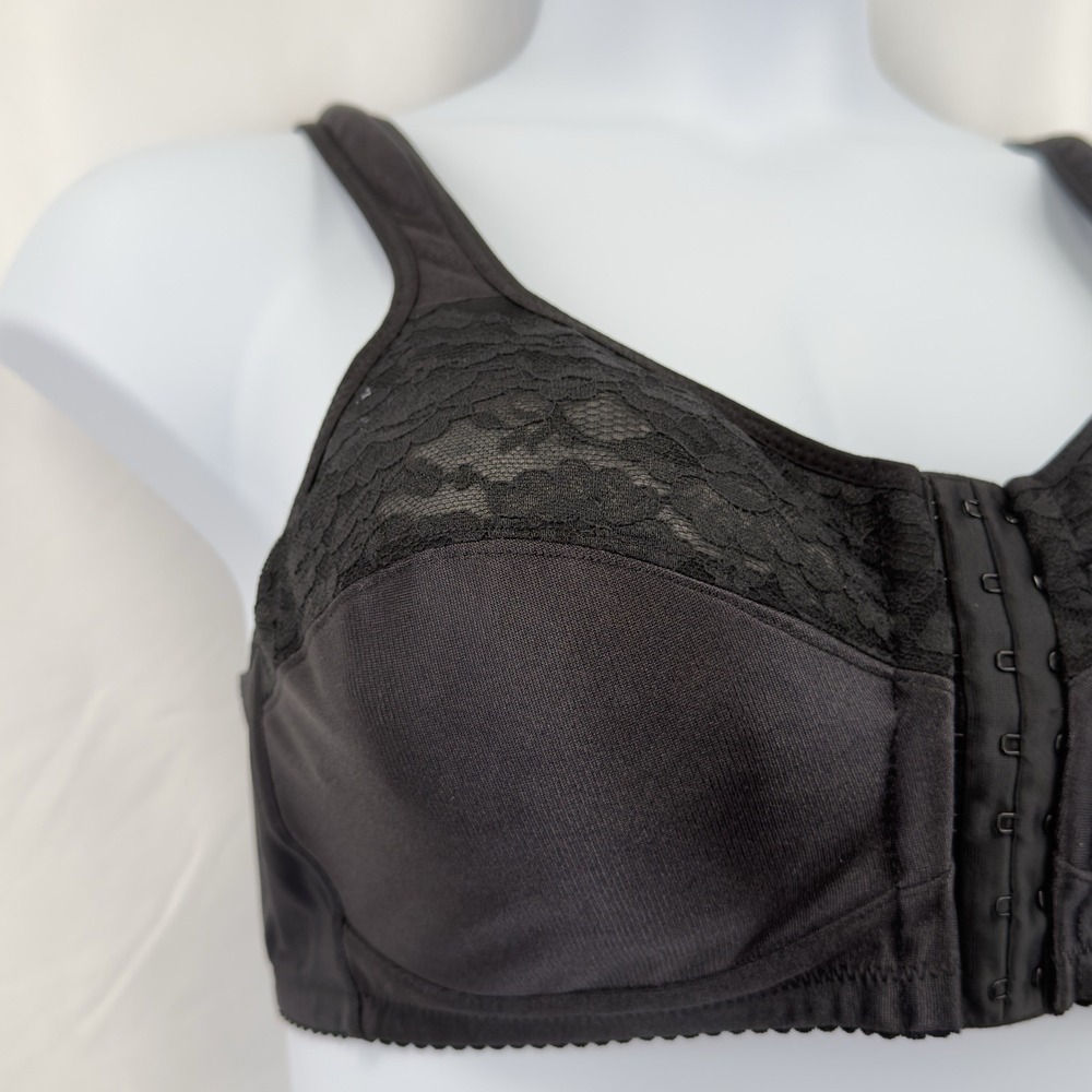 Comfort Choice Easy Enhancer Bra 44B Black Front Close Wireless Lace NWT - Picture 2 of 8